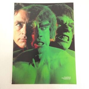 Vintage Hulk Film Print Ad Bill Bixby Lou Ferrigno Cinema Collectible Decor